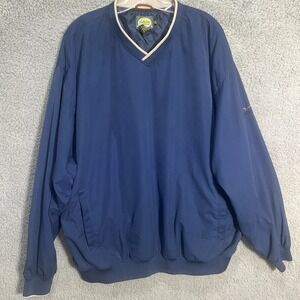 Cabela's Sweater Men's Size XLT Blue Pullover V Neck Windbreaker Mesh Lined Golf